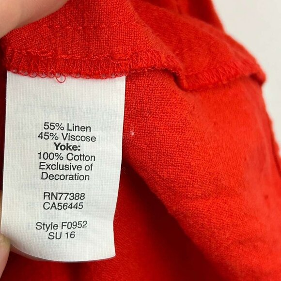 Madewell Women's Size X-Small Eyelet Daybreak Dress Linen Blend Red - Picture 8 of 16